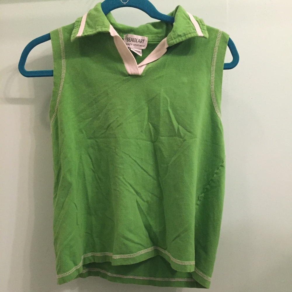 Green v-neck tank top